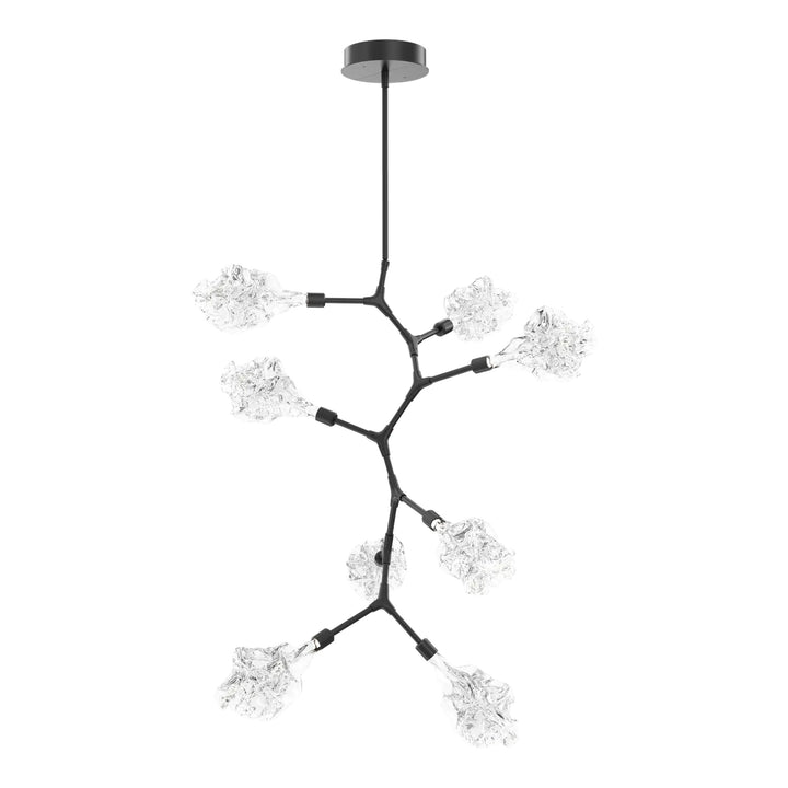 Blossom Modern Vine Chandelier by Hammerton Studio in Matte Black with Clear Blossom glass (8 Lights)