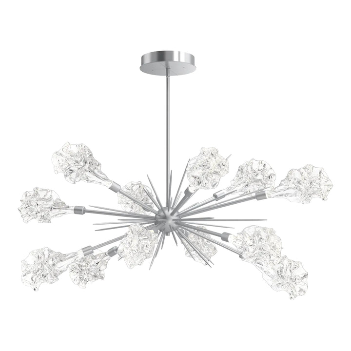Blossom Oval Starburst Chandelier by Hammerton Studio in Classic Silver with Clear Blossom glass