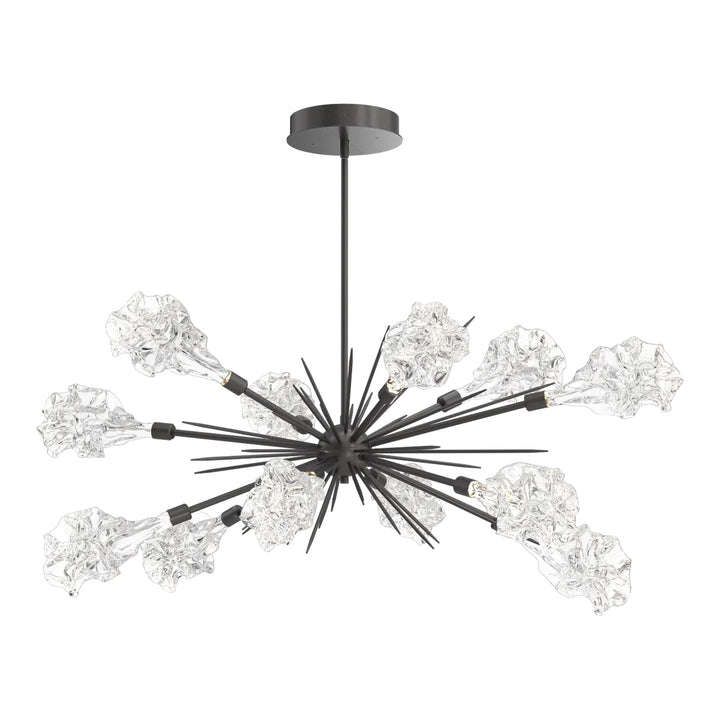 Blossom Oval Starburst Chandelier by Hammerton Studio in Graphite with Clear Blossom glass