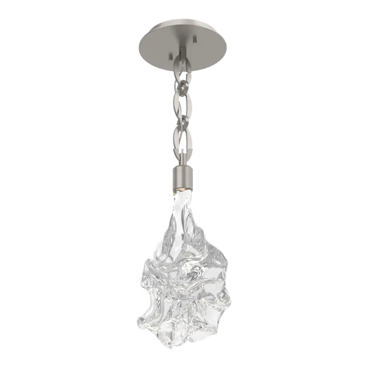 Blossom Pendant by Hammerton Studio in Beige Silver with Clear Blossom glass on Diamond Chain