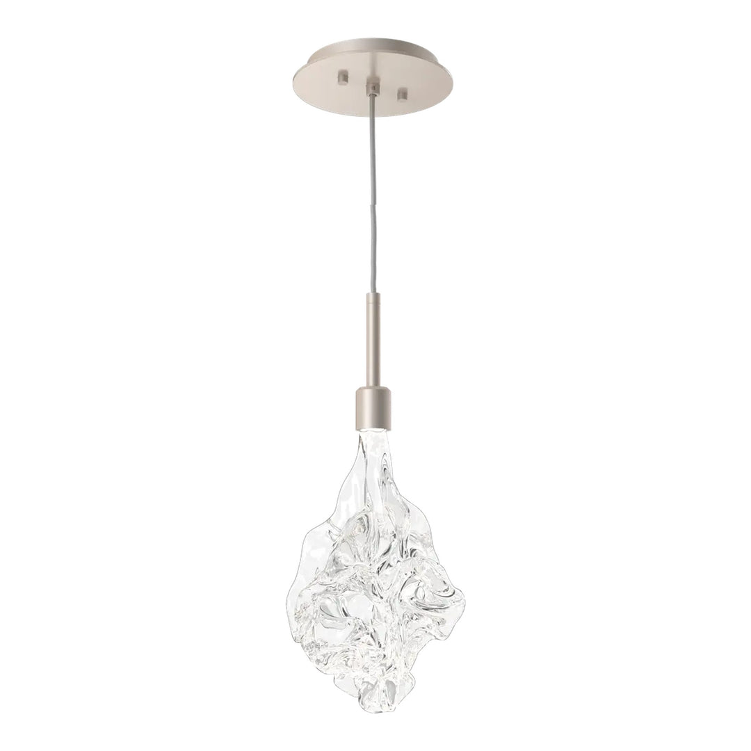 Blossom Pendant by Hammerton Studio in Beige Silver with Clear Blossom glass on adjustable cord