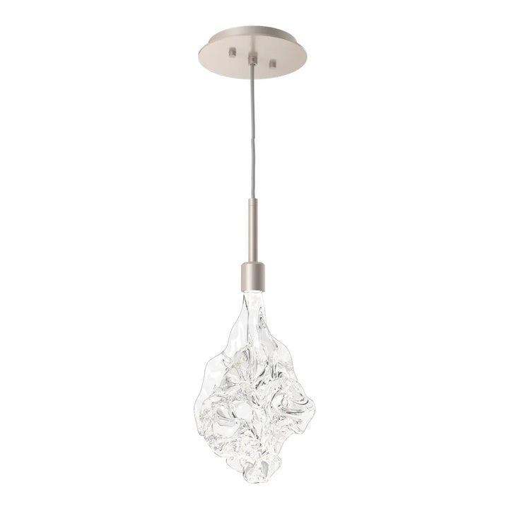 Blossom Pendant by Hammerton Studio in Beige Silver with Clear Blossom glass on adjustable cord