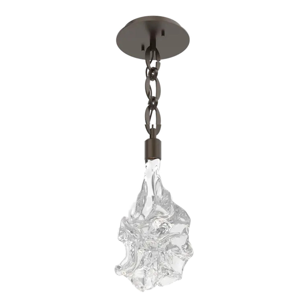 Blossom Pendant by Hammerton Studio in Flat Bronze with Clear Blossom glass on Diamond Chain