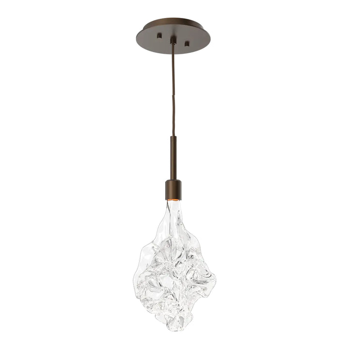 Blossom Pendant by Hammerton Studio in Flat Bronze with Clear Blossom glass on adjustable cord