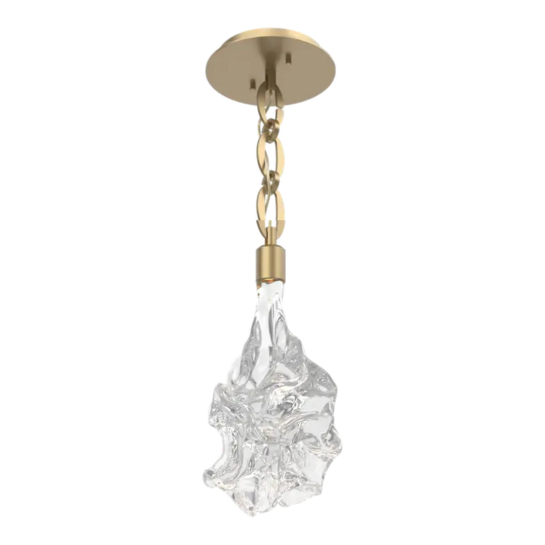Blossom Pendant by Hammerton Studio in Gilded Brass with Clear Blossom glass on Diamond Chain