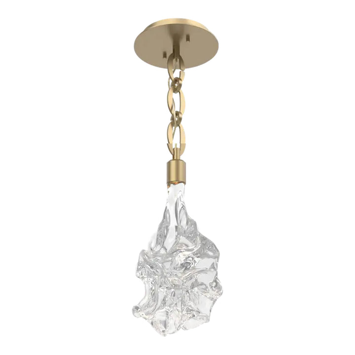 Blossom Pendant by Hammerton Studio in Gilded Brass with Clear Blossom glass on Diamond Chain