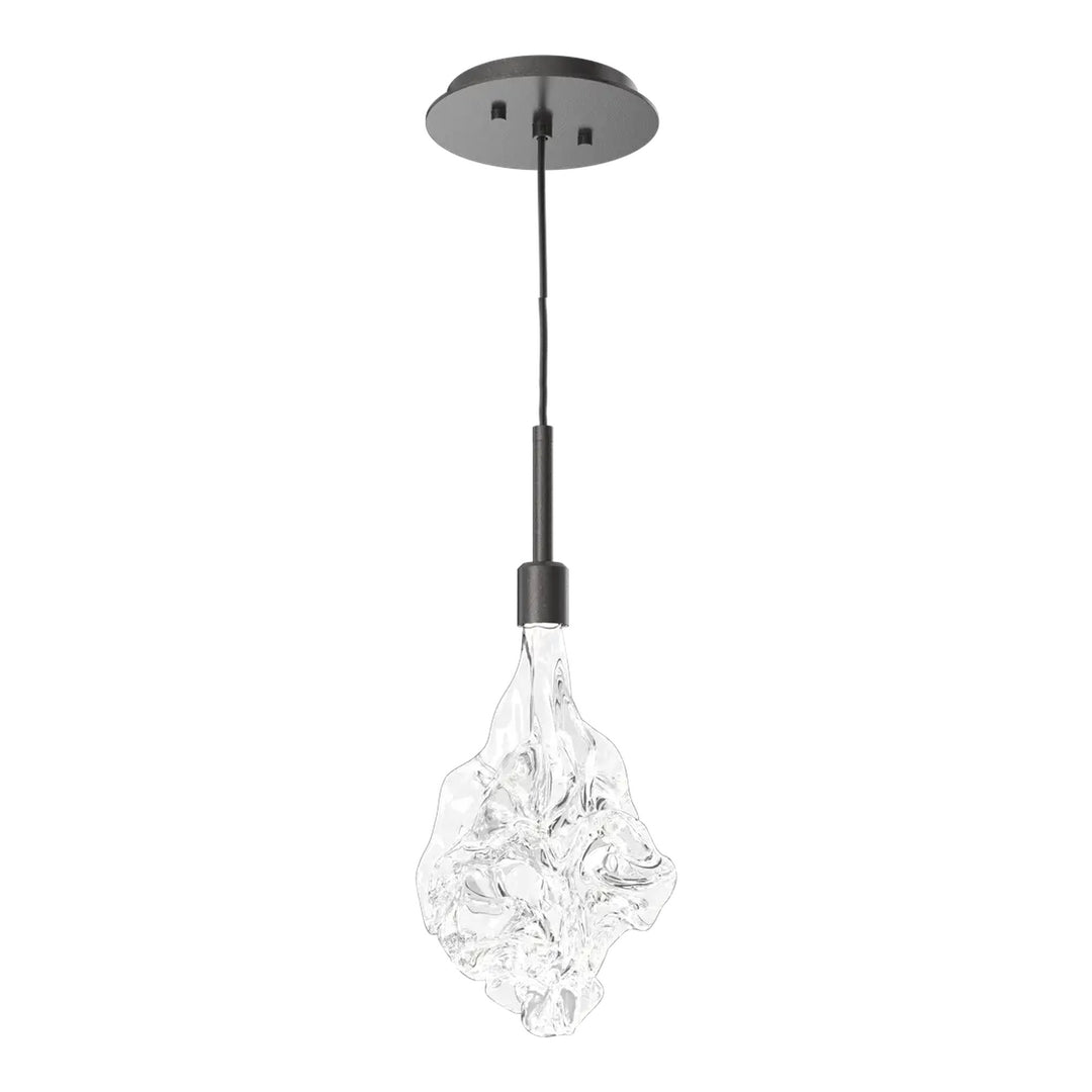 Blossom Pendant by Hammerton Studio in Graphite with Clear Blossom glass on adjustable cord