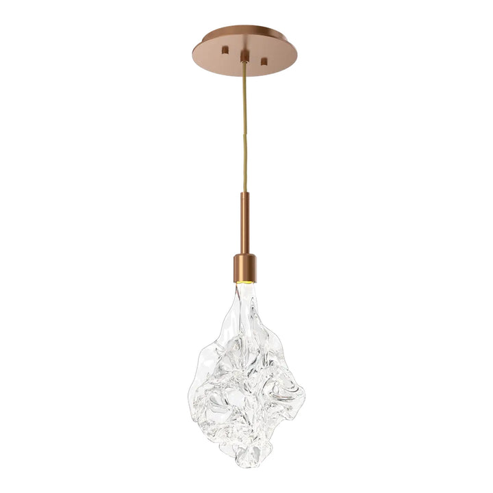 Blossom Pendant by Hammerton Studio in Novel Brass with Clear Blossom glass on adjustable cord