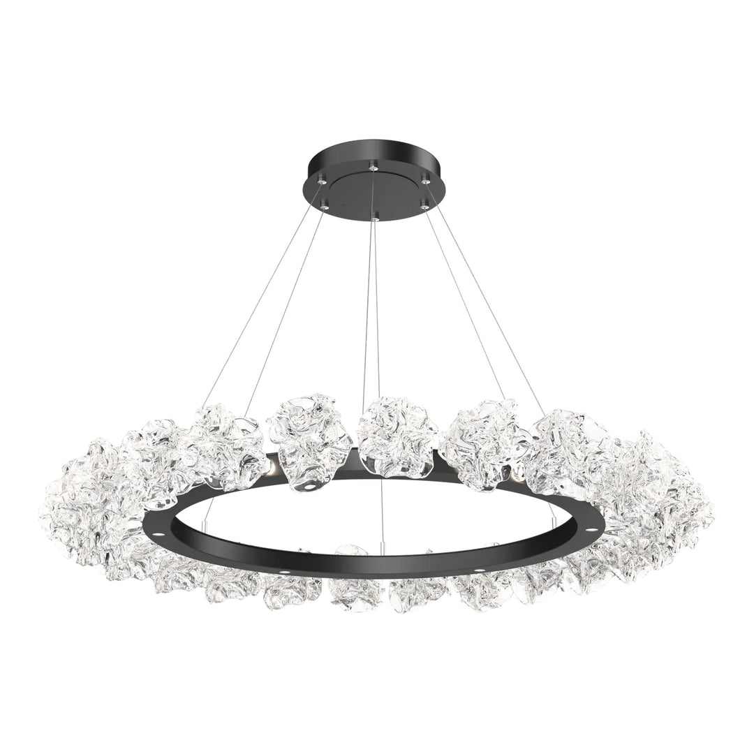 Blossom Radial Ring Chandelier by Hammerton Studio in Matte Black with Clear Blossom glass (Large)