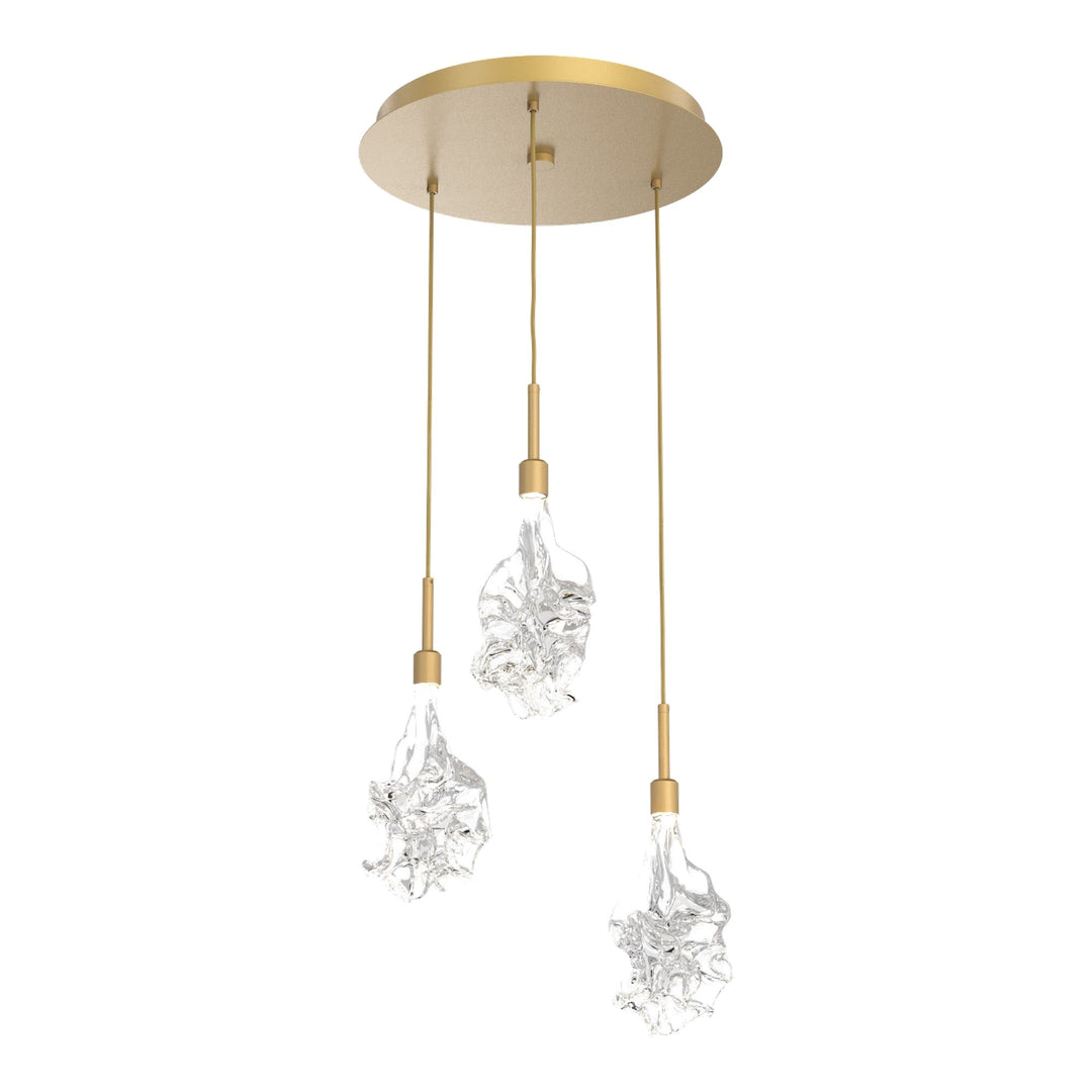 Blossom Round Pendant Chandelier by Hammerton Studio in Gilded Brass