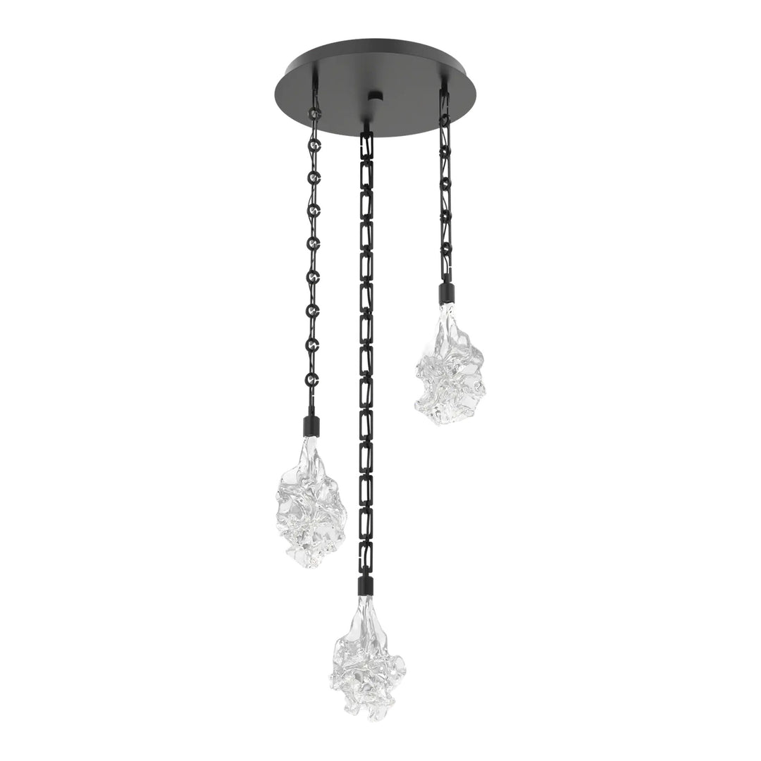 Blossom Round Pendant Chandelier by Hammerton Studio in Matte Black on Rectangular Chain