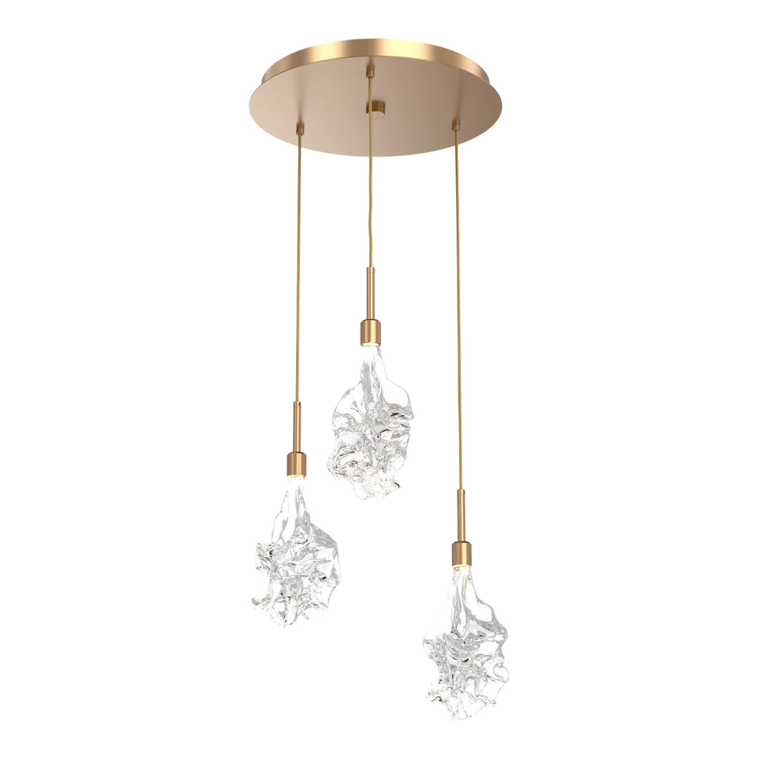 Blossom Round Pendant Chandelier by Hammerton Studio in Novel Brass