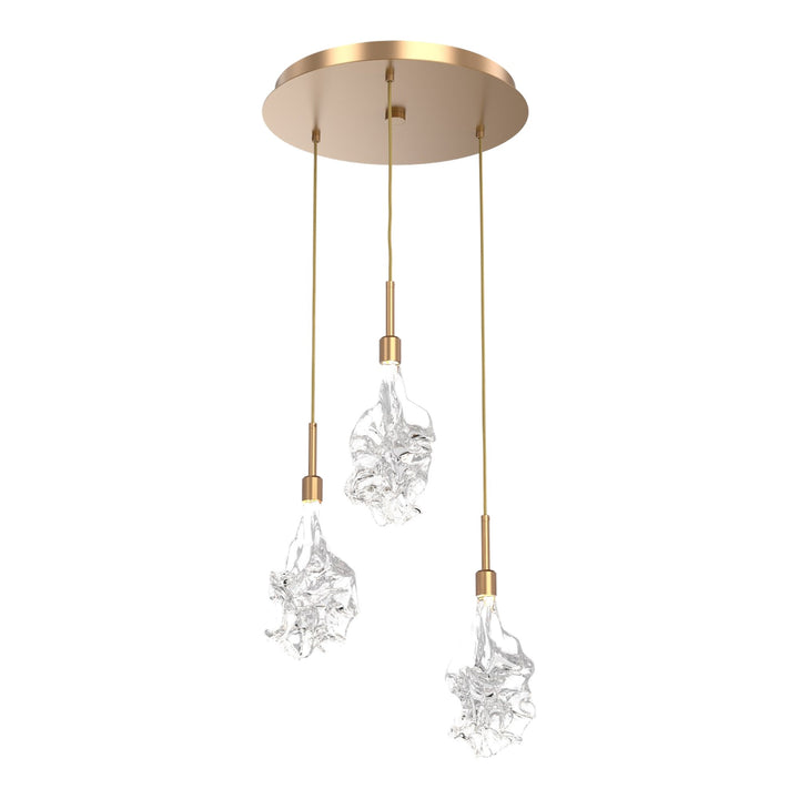 Blossom Round Pendant Chandelier by Hammerton Studio in Novel Brass