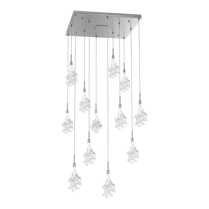 Blossom Square Pendant Chandelier by Hammerton Studio in Gunmetal with Clear Blossom glass (12 Lights)