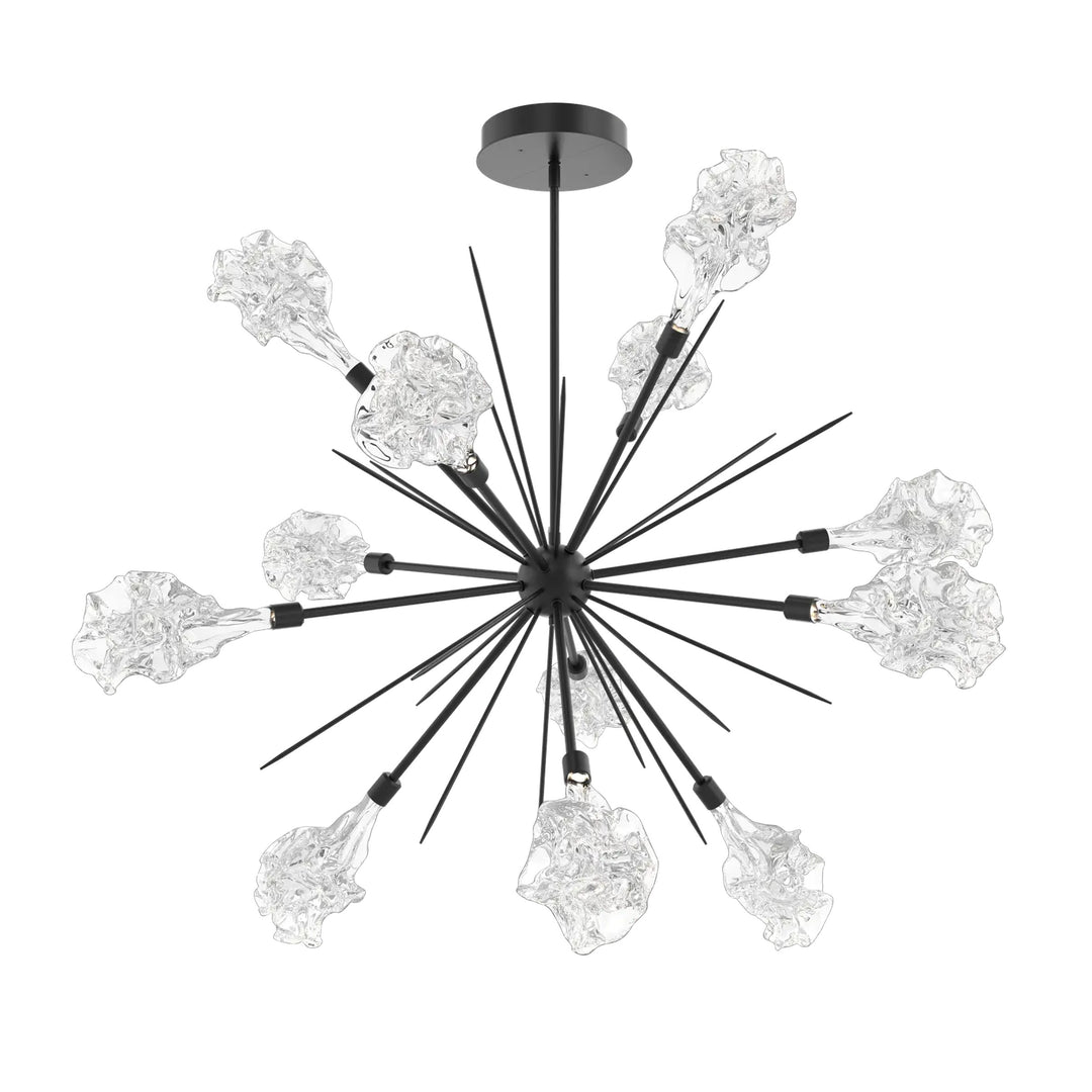 Blossom Starburst Chandelier by Hammerton Studio in Matte Black with Clear Blossom glass (Large)