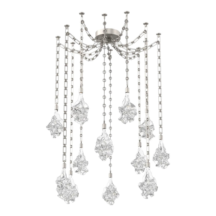 Blossom Swag Chandelier by Hammerton Studio in Beige Silver with Clear Blossom glass on Diamond Chain (12 Lights)