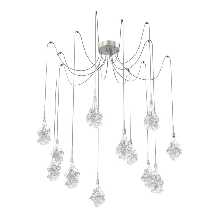 Blossom Swag Chandelier by Hammerton Studio in Beige Silver with Clear Blossom glass on adjustable cord (12 Lights)