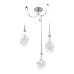 Blossom Swag Chandelier by Hammerton Studio in Beige Silver with Clear Blossom glass on adjustable cord (3 Lights)