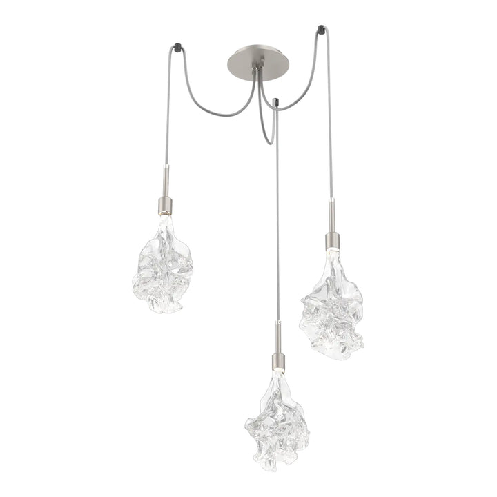 Blossom Swag Chandelier by Hammerton Studio in Beige Silver with Clear Blossom glass on adjustable cord (3 Lights)