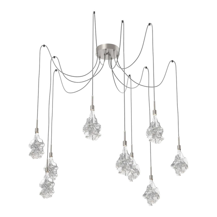 Blossom Swag Chandelier by Hammerton Studio in Beige Silver with Clear Blossom glass on adjustable cord (9 Lights)