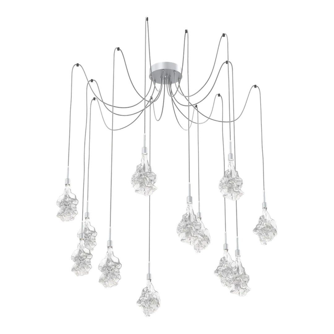 Blossom Swag Chandelier by Hammerton Studio in Classic Silver with Clear Blossom glass on adjustable cord (12 Lights)