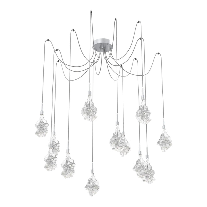 Blossom Swag Chandelier by Hammerton Studio in Classic Silver with Clear Blossom glass on adjustable cord (12 Lights)