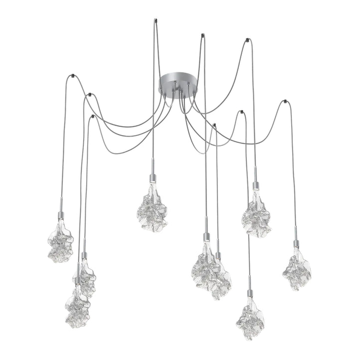 Blossom Swag Chandelier by Hammerton Studio in Classic Silver with Clear Blossom glass on adjustable cord (9 Lights)