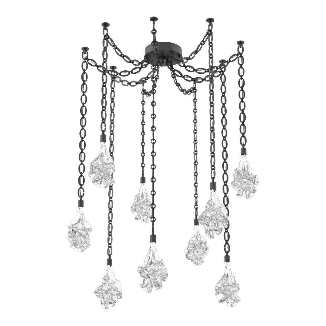 Blossom Swag Chandelier by Hammerton Studio in Matte Black on Oval Chain