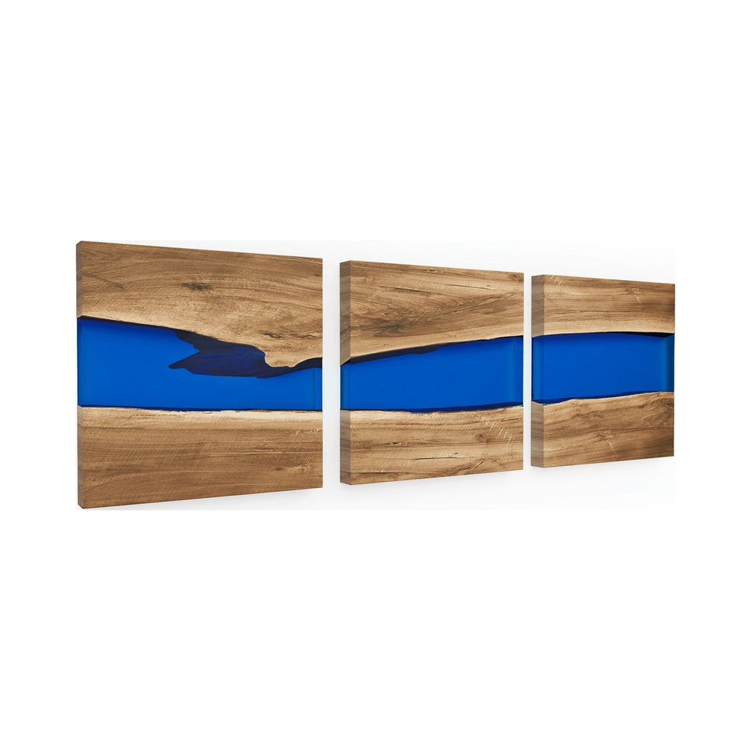Blue Phaetusa Walnut Wood River Wall Art Arditi Collection