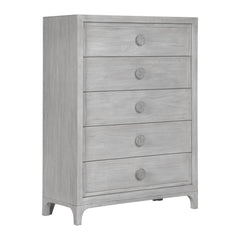 Boho Chic Five Drawer Chest by Modus in Washed White — on a white background