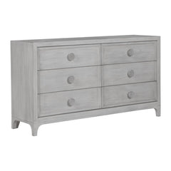 Boho Chic Six Drawer Dresser by Modus in Washed White — on a white background