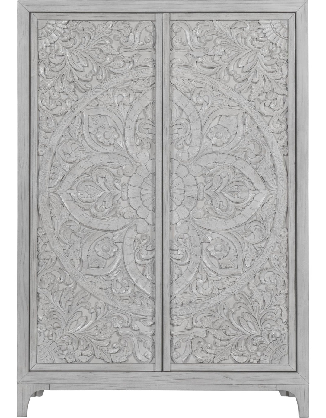 Boho Chic Wardrobe Chest in Washed White — on a white background