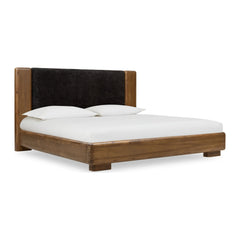 Boka Chenille Upholstered Wood Platform Bed by Modus — white background, angled view