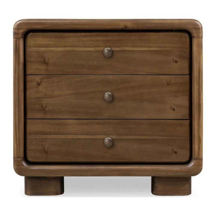 Boka Three Drawer Nightstand by Modus in Impala — on a white background