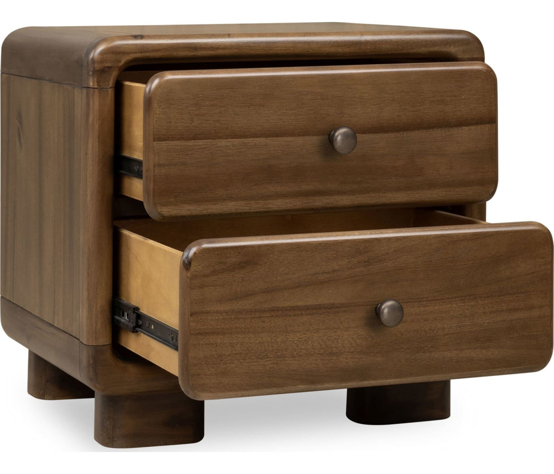 Boka Two Drawer Nightstand in Impala — with drawers open