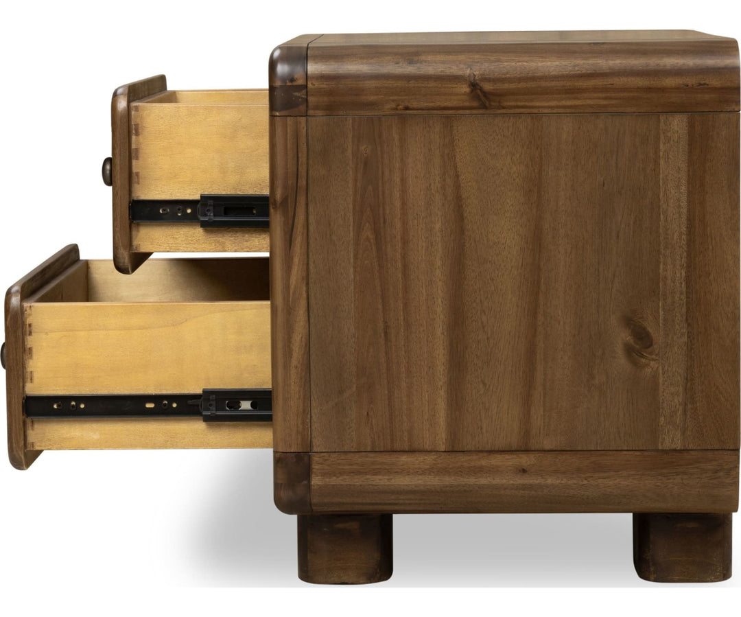 Boka Two Drawer Nightstand in Impala — with drawers open