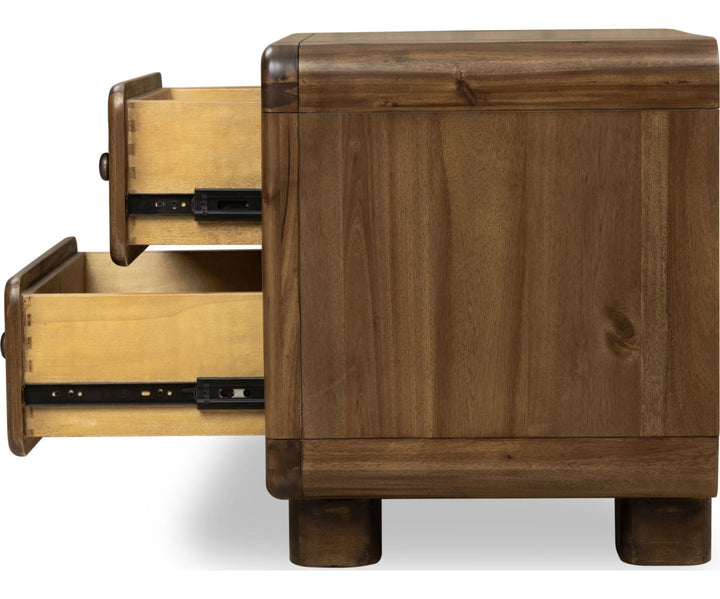 Boka Two Drawer Nightstand in Impala — with drawers open