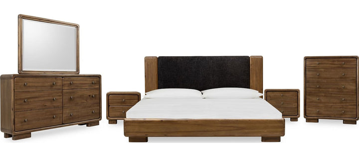 Boka Two Drawer Nightstand in Impala — shown with the matching bedroom group (sold separately)