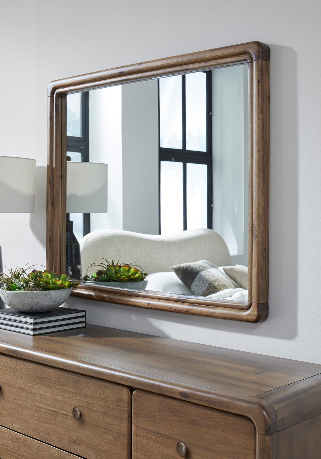 Boka Wall or Dresser Mirror in Impala — styled on the matching dresser (sold separately)