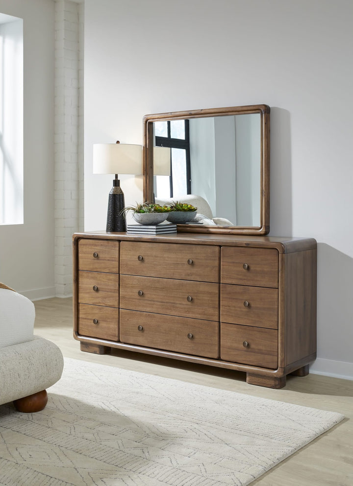 Boka Wall or Dresser Mirror in Impala — styled on the matching dresser (sold separately)