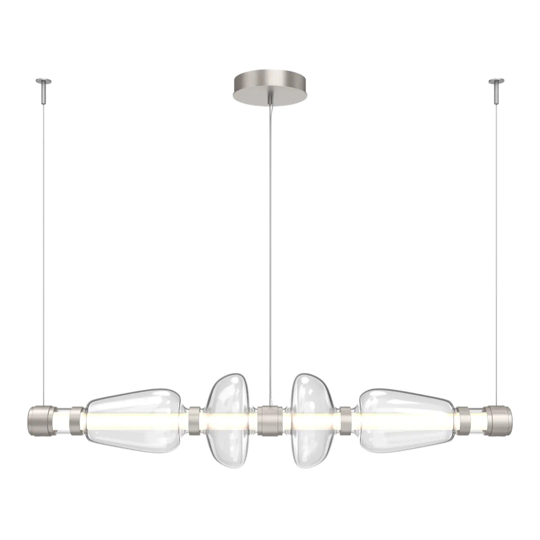 Bolla Mandrel Chandelier by Hammerton Studio in Beige Silver with Clear glass (Medium)