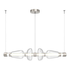 Bolla Mandrel Chandelier by Hammerton Studio in Beige Silver with Clear glass (Medium)