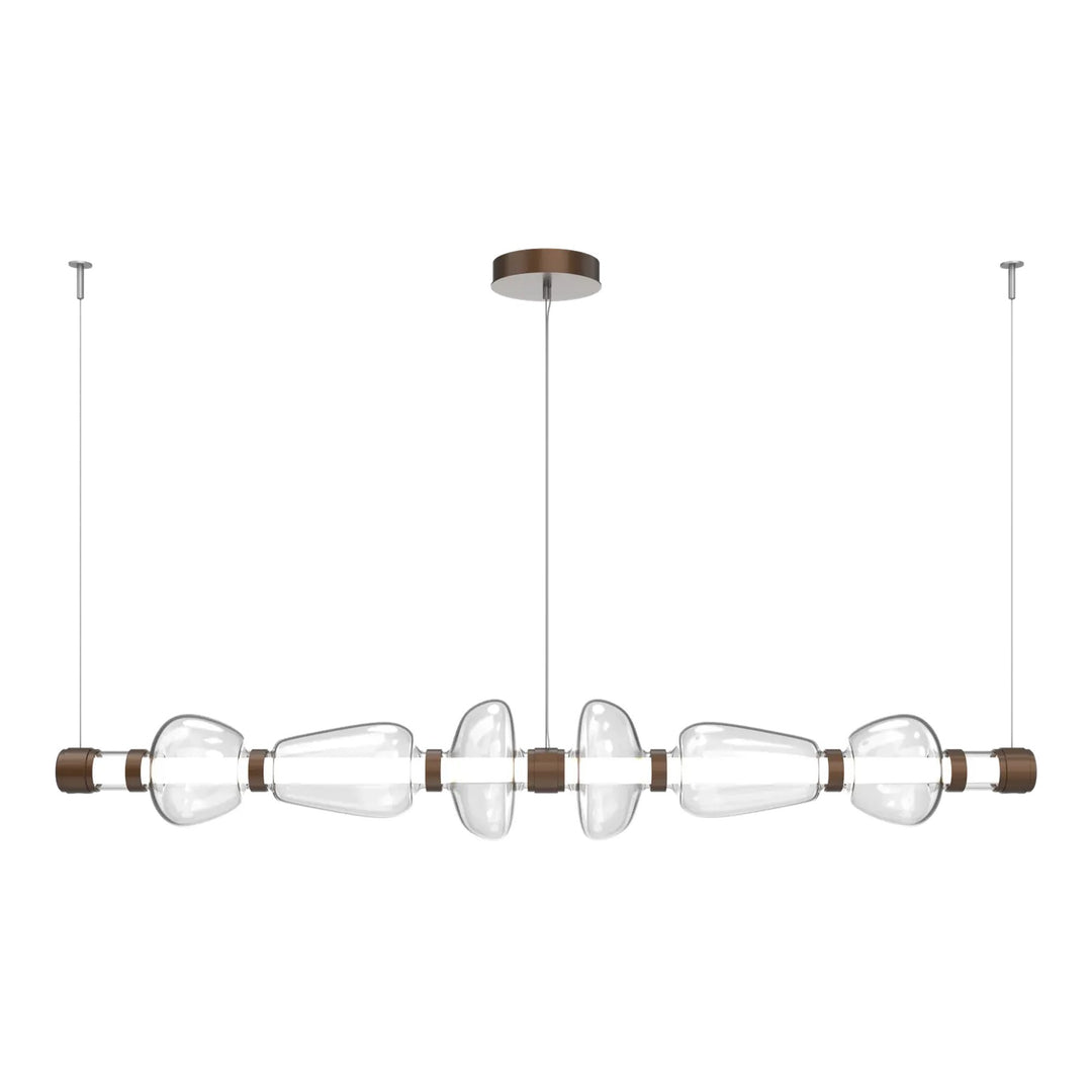 Bolla Mandrel Chandelier by Hammerton Studio in Burnished Bronze with Clear glass (Large)