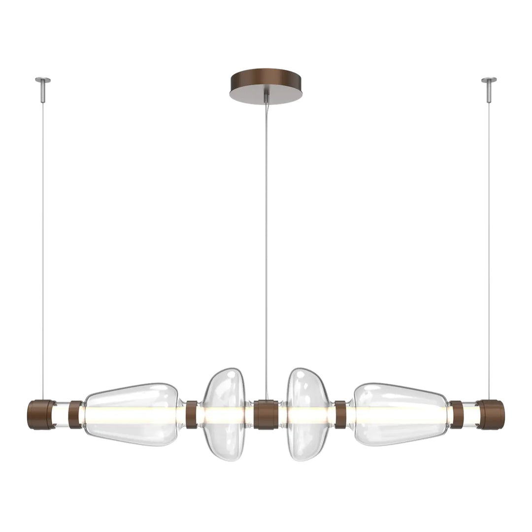 Bolla Mandrel Chandelier by Hammerton Studio in Burnished Bronze with Clear glass (Medium)