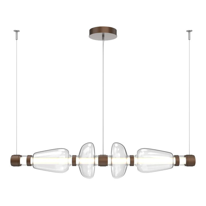 Bolla Mandrel Chandelier by Hammerton Studio in Burnished Bronze with Clear glass (Medium)
