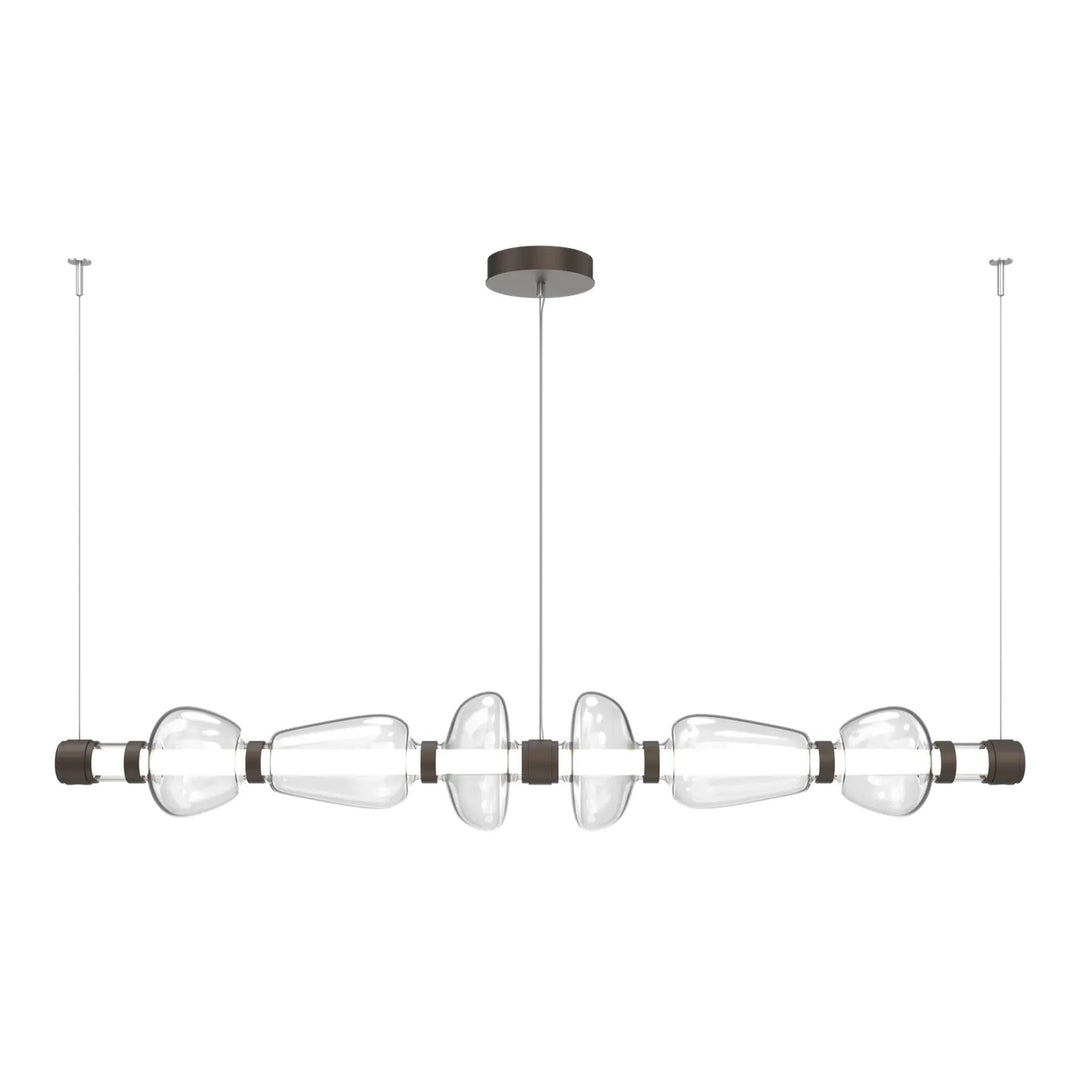 Bolla Mandrel Chandelier by Hammerton Studio in Flat Bronze with Clear glass (Large)