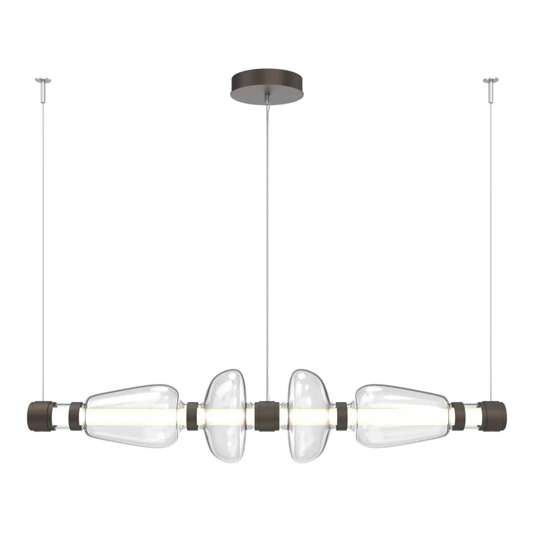 Bolla Mandrel Chandelier by Hammerton Studio in Flat Bronze with Clear glass (Medium)