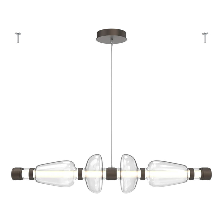 Bolla Mandrel Chandelier by Hammerton Studio in Flat Bronze with Clear glass (Medium)