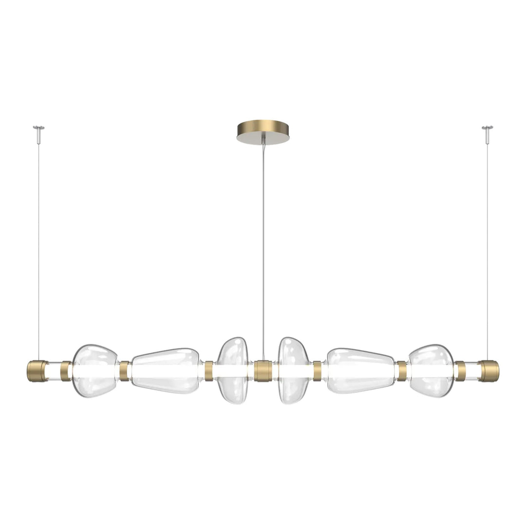 Bolla Mandrel Chandelier by Hammerton Studio in Gilded Brass with Clear glass (Large)
