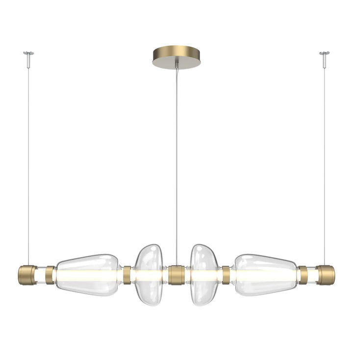 Bolla Mandrel Chandelier by Hammerton Studio in Gilded Brass with Clear glass (Medium)